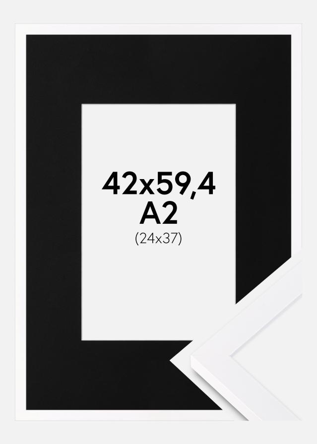 Ramme Selection Hvid 42x59,4 cm (A2) - Passepartout Sort 25x38 cm