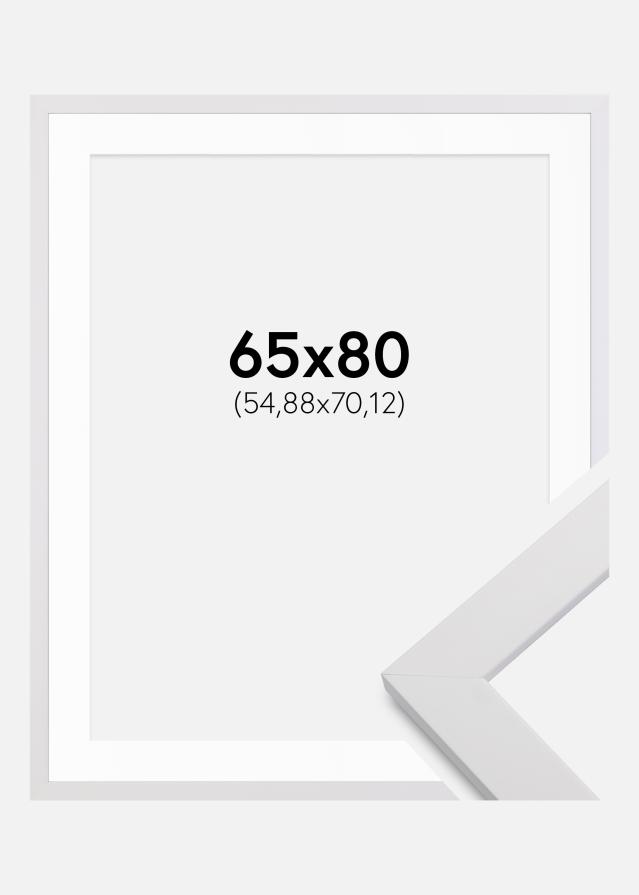 Ramme White Wood 65x80 cm - Passepartout Hvid 22x28 inches