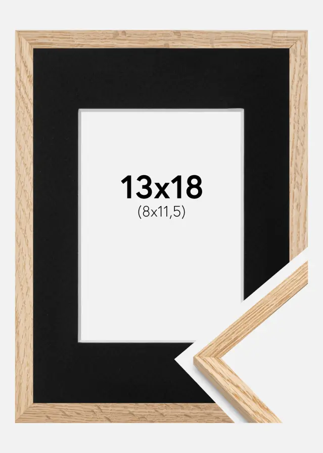 Ramme Tynd Eg 13x18 cm - Passepartout Sort 9x12 cm