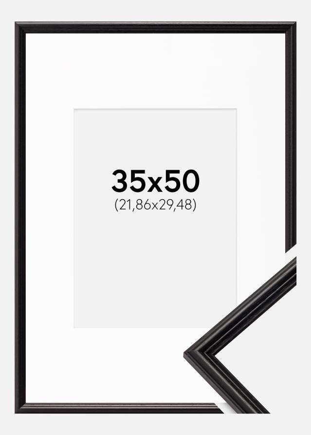 Ramme Horndal Sort 35x50 cm - Passepartout Hvid 9x12 inches