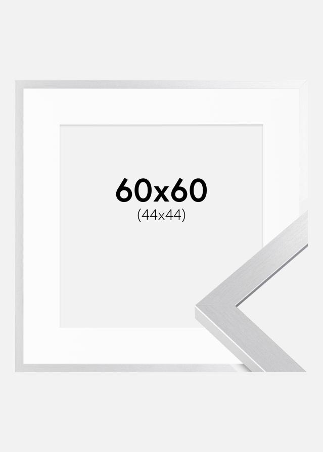 Ramme Selection Sølv 60x60 cm - Passepartout Hvid 45x45 cm