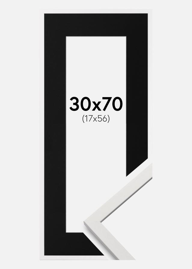 Ramme Edsbyn Hvid 30x70 cm - Passepartout Sort 18x57 cm
