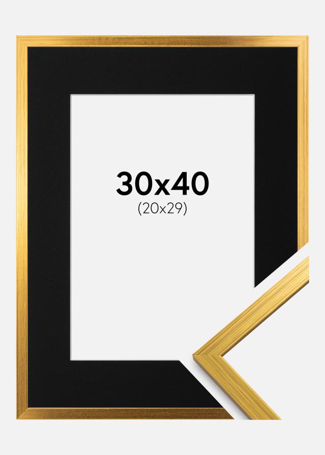 Ramme Edsbyn Guld 30x40 cm - Passepartout Sort 21x30 cm