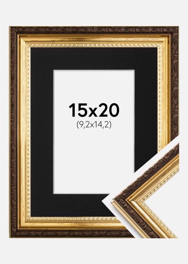 Ramme Abisko Guld 15x20 cm - Passepartout Sort 4x6 inches (10,2x15,2 cm)