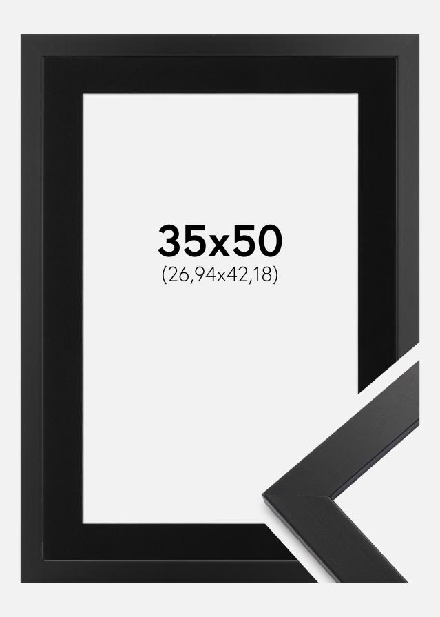 Ramme Black Wood 35x50 cm - Passepartout Sort 11x17 inches