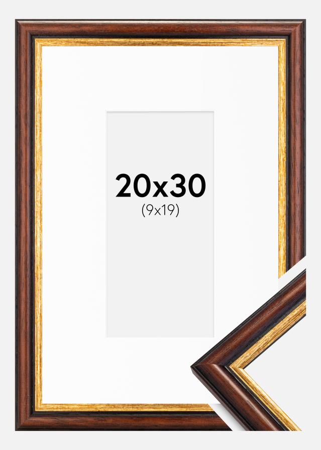 Ramme Siljan Brun 20x30 cm - Passepartout Hvid 10x20 cm