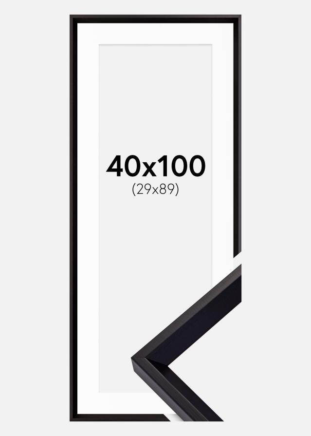 Ramme Globe Sort 40x100 cm - Passepartout Hvid 30x90 cm