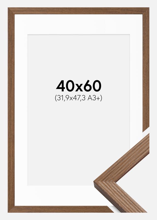 Ramme Fiorito Mørk Eg 40x60 cm - Passepartout Hvid 32,9x48,3 cm (A3+)