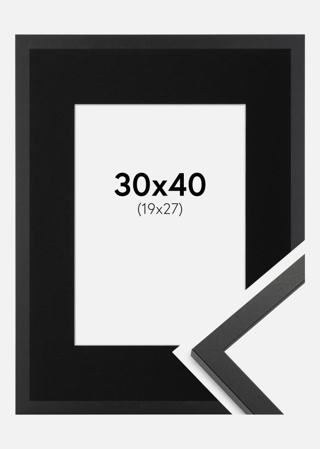 Ramme Trendy Sort 30x40 cm - Passepartout Sort 20x28 cm