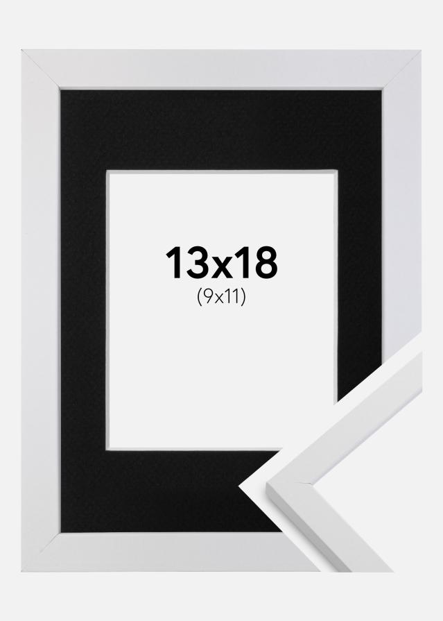Ramme Trendy Hvid 13x18 cm - Passepartout Sort 10x12 cm