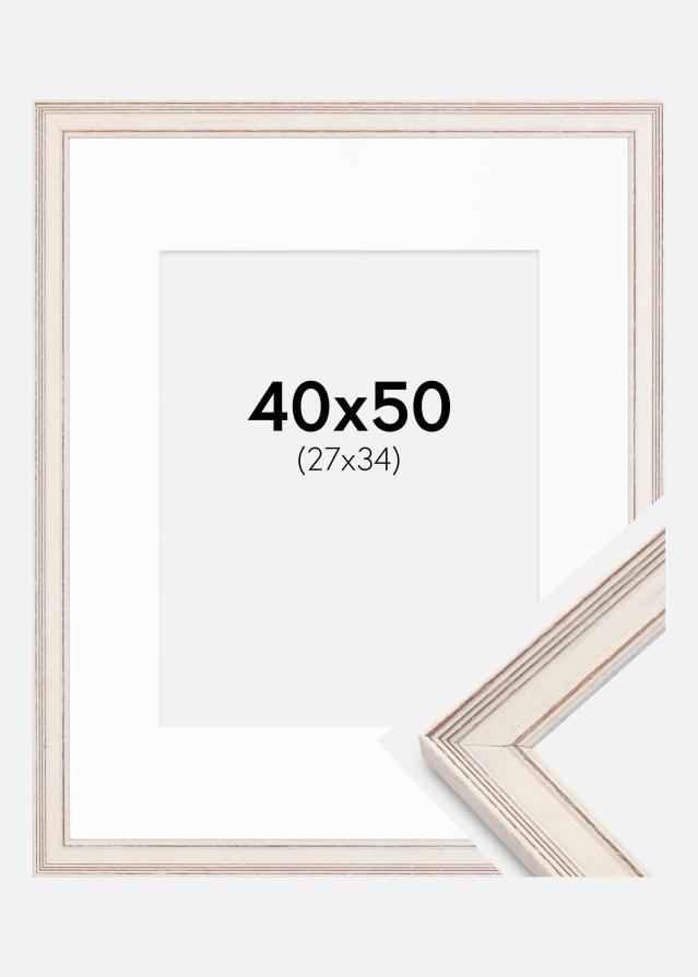 Ramme Shabby Chic Hvid 40x50 cm - Passepartout Hvid 28x35 cm