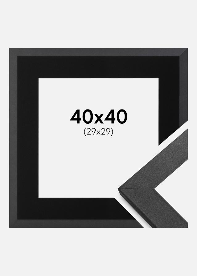 Ramme Graphite Wood 40x40 cm - Passepartout Sort 30x30 cm