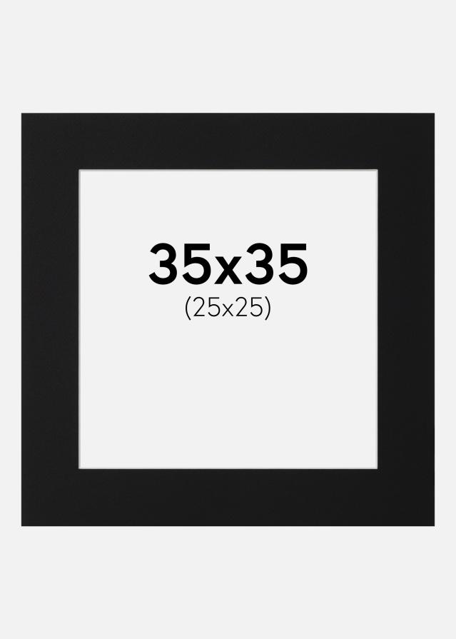 Passepartout Sort Standard (Hvid kerne) 35x35 cm (25x25)
