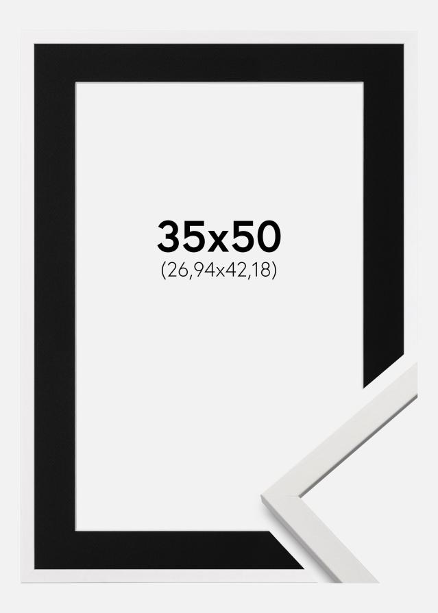 Ramme Edsbyn Hvid 35x50 cm - Passepartout Sort 11x17 inches (27,94x43,18 cm)