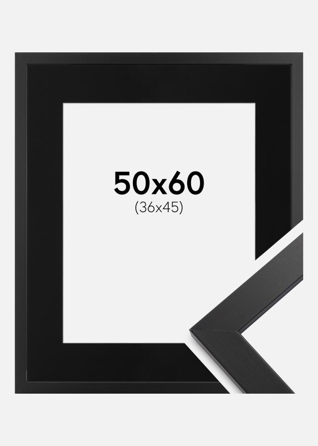 Ramme Black Wood 50x60 cm - Passepartout Sort 37x46 cm