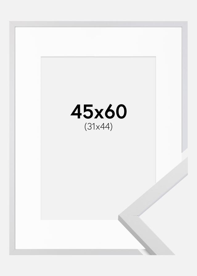Ramme Trendy Hvid 45x60 cm - Passepartout Hvid 32x45 cm