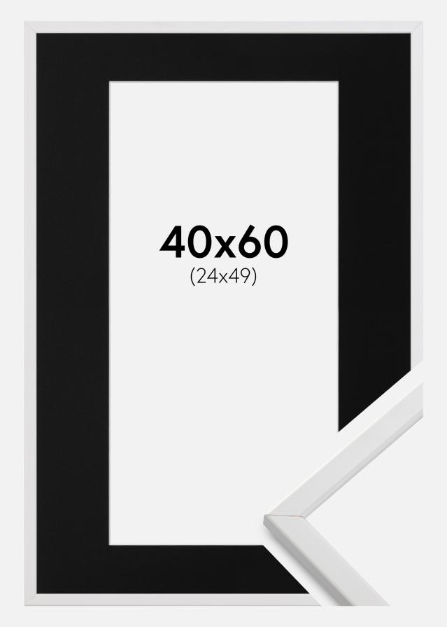 Ramme Galant Hvid 40x60 cm - Passepartout Sort 25x50 cm