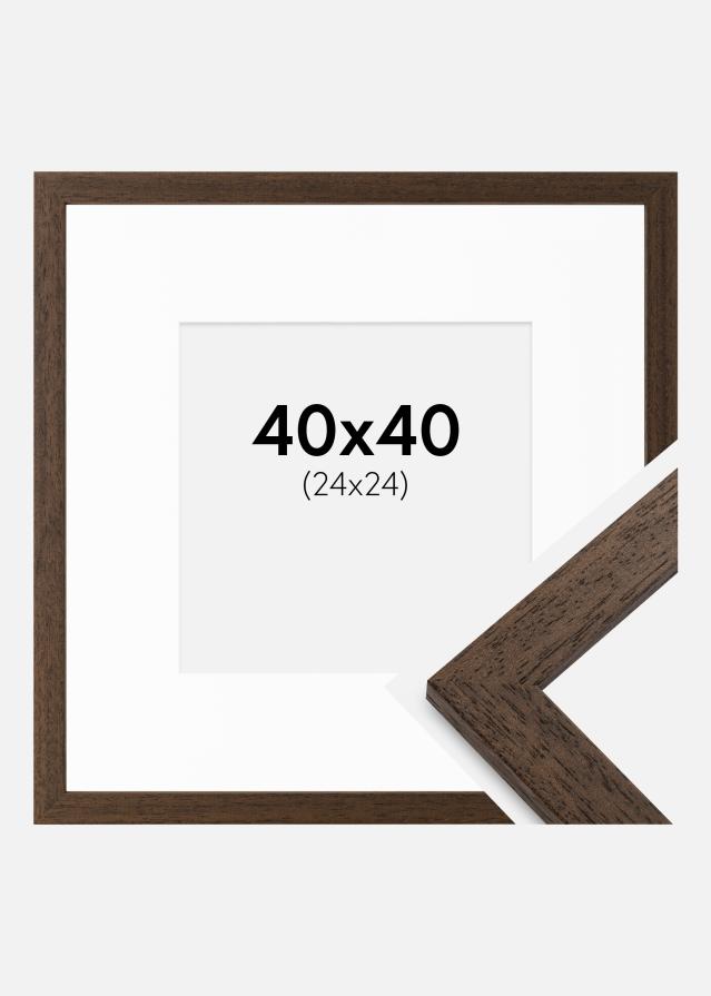 Ramme Brown Wood 40x40 cm - Passepartout Hvid 25x25 cm