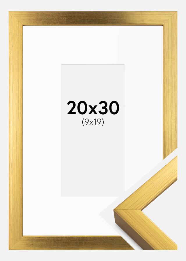 Ramme Falun Guld 20x30 cm - Passepartout Hvid 10x20 cm