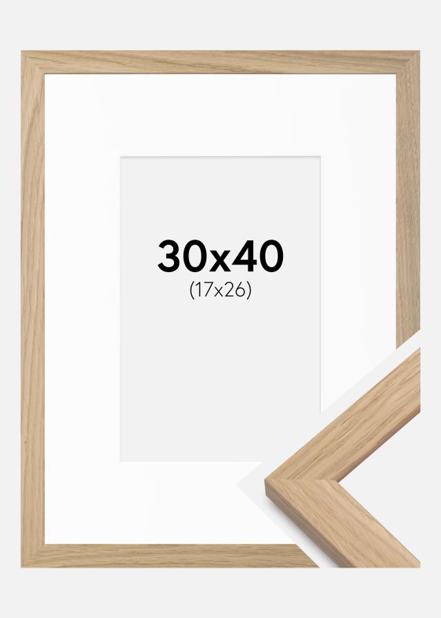 Ramme Oak Wood 30x40 cm - Passepartout Hvid 18x27 cm