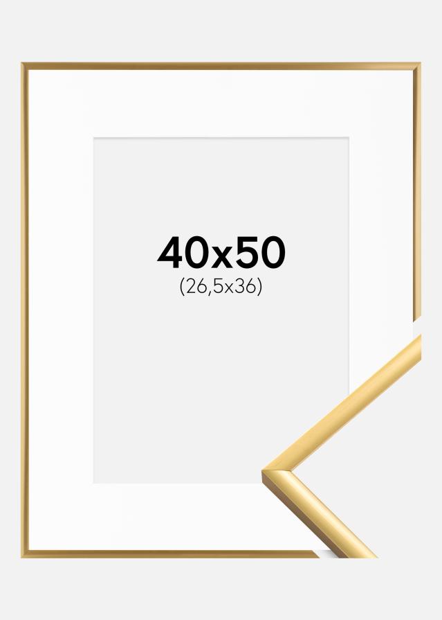 Ramme New Lifestyle Shiny Gold 40x50 cm - Passepartout Hvid 27,5x37 cm