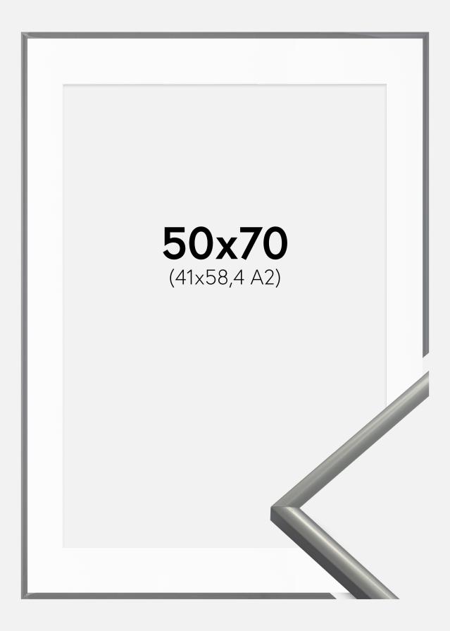 Ramme New Lifestyle Lysegrå 50x70 cm - Passepartout Hvid 42x59,4 cm (A2)