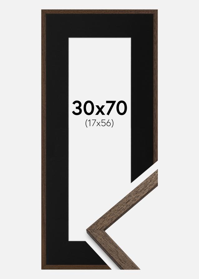 Ramme Edsbyn Valnød 30x70 cm - Passepartout Sort 18x57 cm
