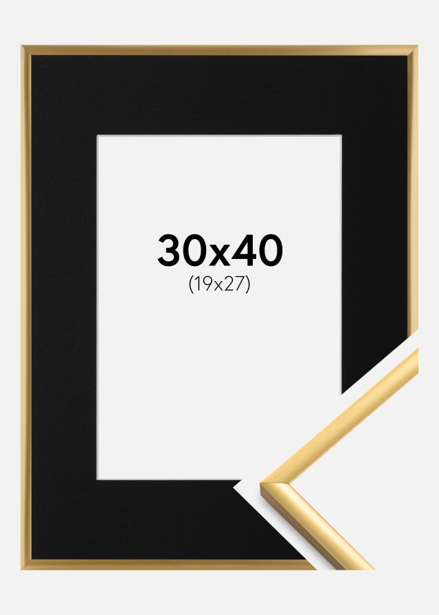 Ramme New Lifestyle Shiny Gold 30x40 cm - Passepartout Sort 20x28 cm