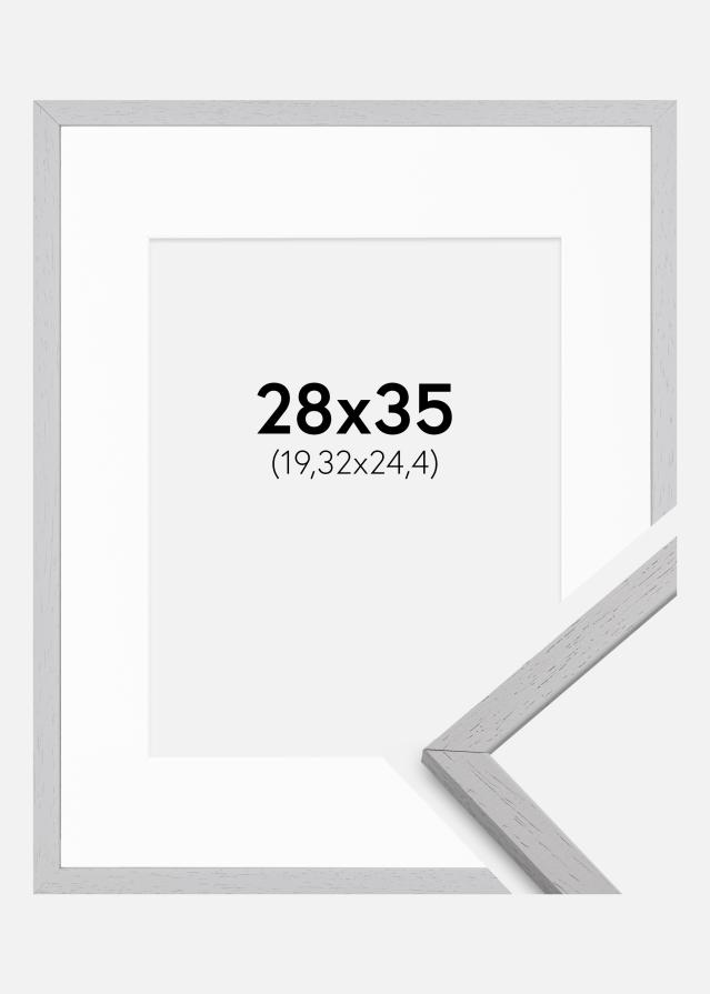 Ramme Edsbyn Grey 28x35 cm - Passepartout Hvid 8x10 inches