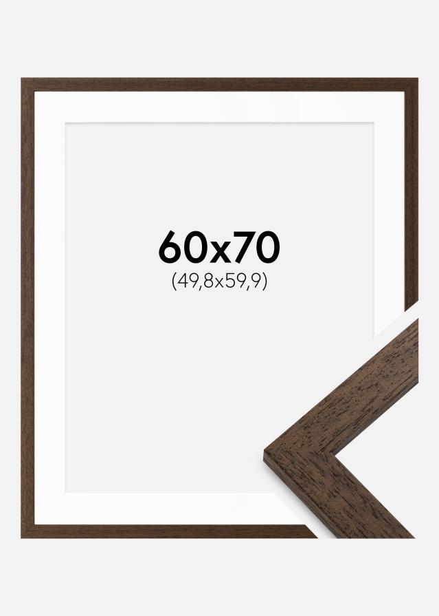 Ramme Brown Wood 60x70 cm - Passepartout Hvid 20x24 inches