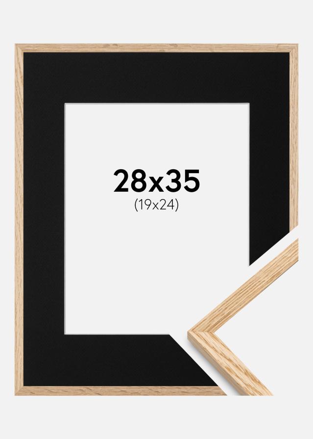 Ramme Tynd Eg 28x35 cm - Passepartout Sort 20x25 cm