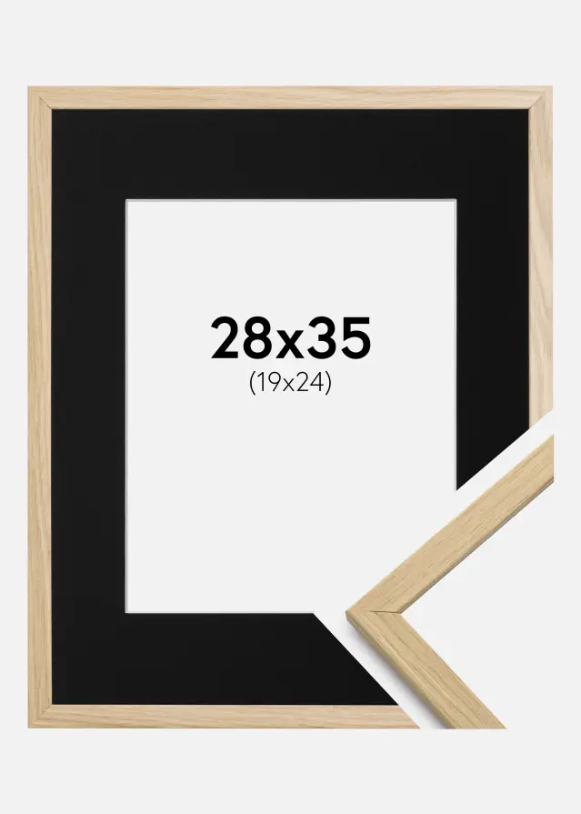 Ramme Edsbyn Eg 28x35 cm - Passepartout Sort 20x25 cm