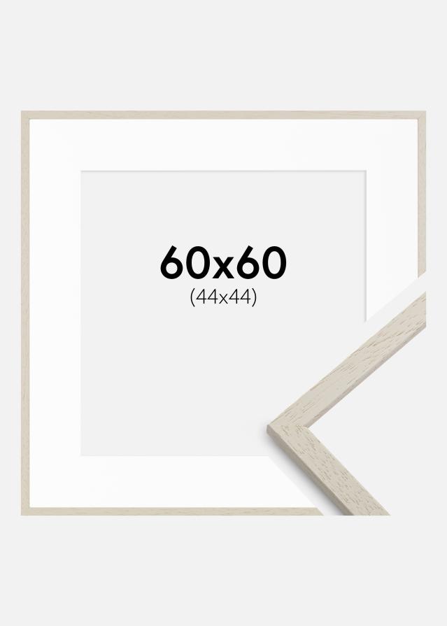 Ramme Edsbyn Sand 60x60 cm - Passepartout Hvid 45x45 cm