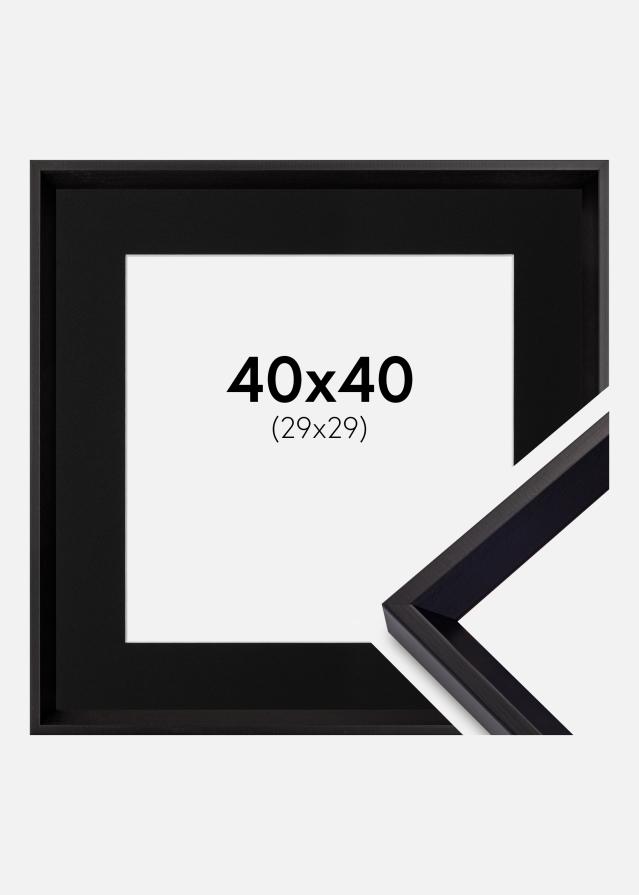 Ramme Globe Sort 40x40 cm - Passepartout Sort 30x30 cm
