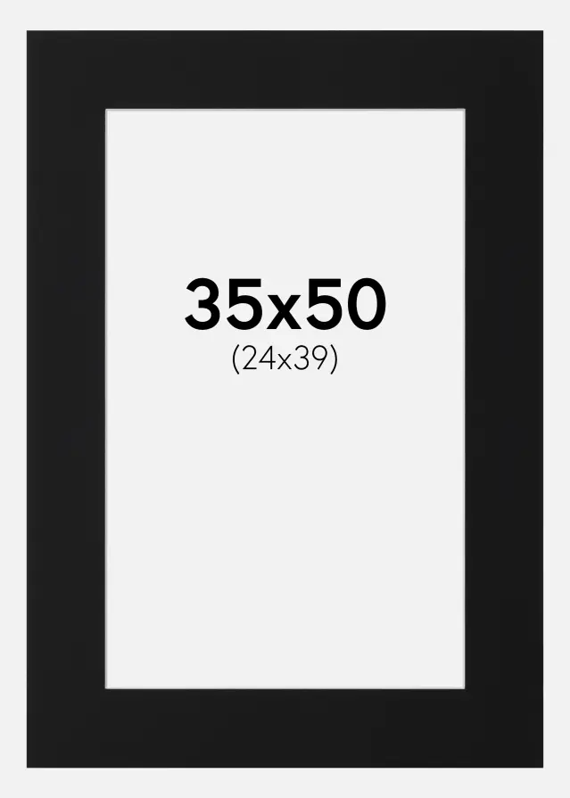 Passepartout Sort Standard (Hvid kerne) 35x50 cm (24x39)