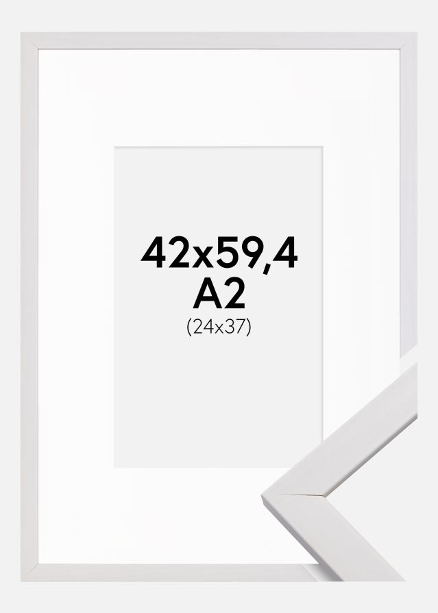 Ramme Stilren Hvid 42x59,4 cm (A2) - Passepartout Hvid 25x38 cm