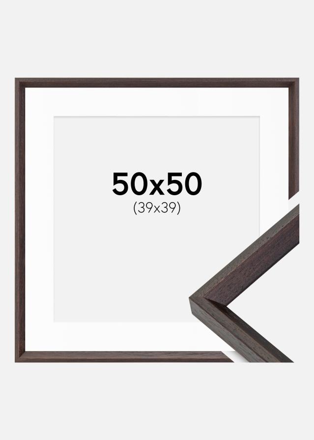 Ramme Globe Espresso 50x50 cm - Passepartout Hvid 40x40 cm