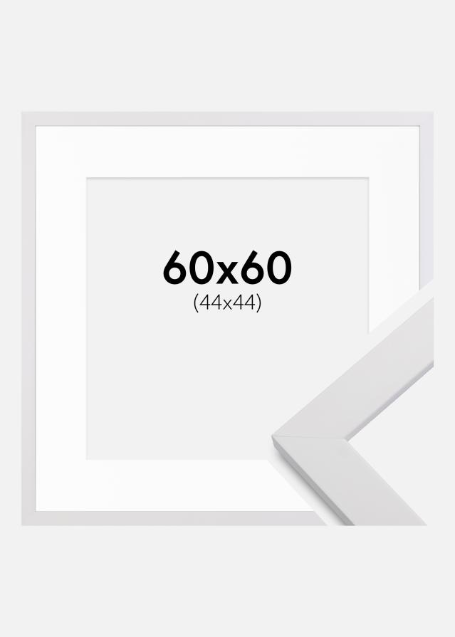 Ramme White Wood 60x60 cm - Passepartout Hvid 45x45 cm