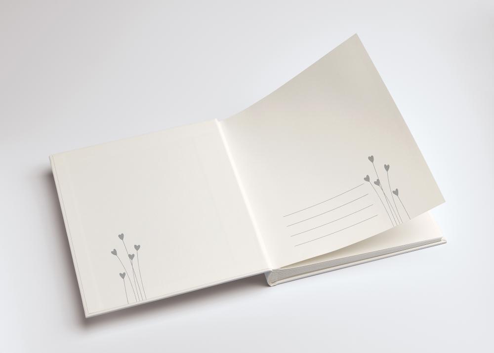 Hjerte Bryllupsalbum Hvid - 28x30,5 cm (50 Hvide sider / 25 blade)