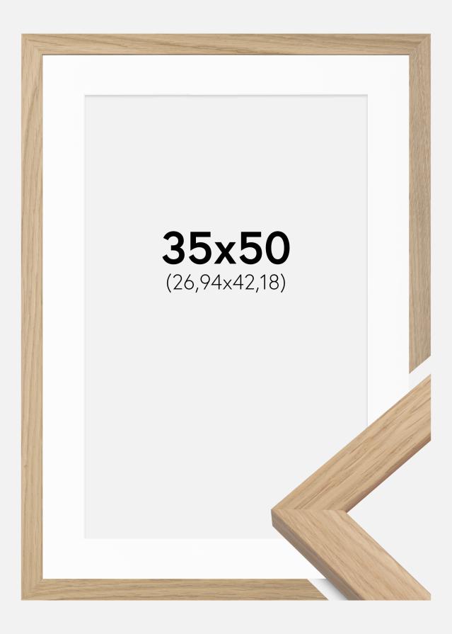 Ramme Oak Wood 35x50 cm - Passepartout Hvid 11x17 inches