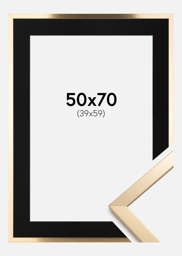 Ramme Trendy Guld 50x70 cm - Passepartout Sort 40x60 cm