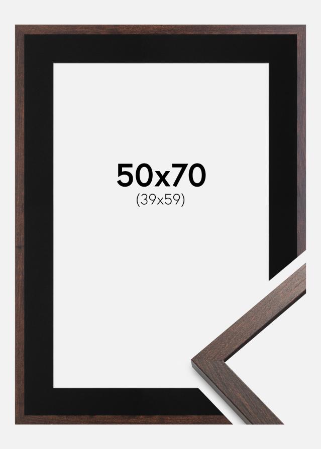 Ramme Trendy Valnød 50x70 cm - Passepartout Sort 40x60 cm