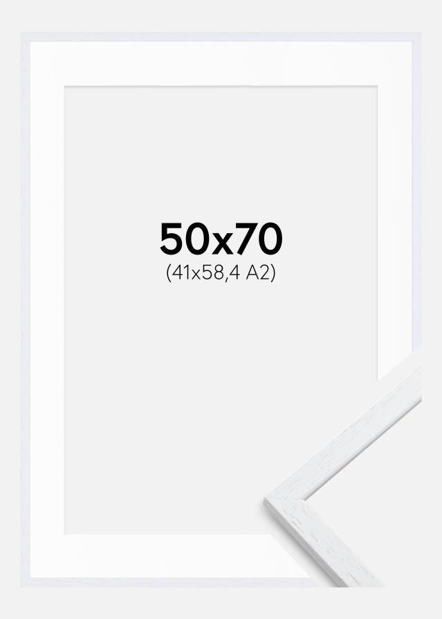 Ramme Edsbyn Warm White 50x70 cm - Passepartout Hvid 42x59,4 cm (A2)