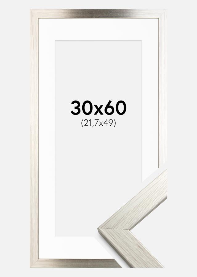 Ramme Silver Wood 30x60 cm - Passepartout Hvid 22,7x50 cm
