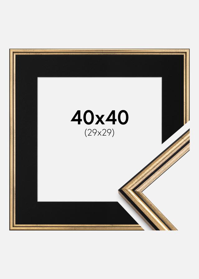 Ramme Horndal Guld 40x40 cm - Passepartout Sort 30x30 cm