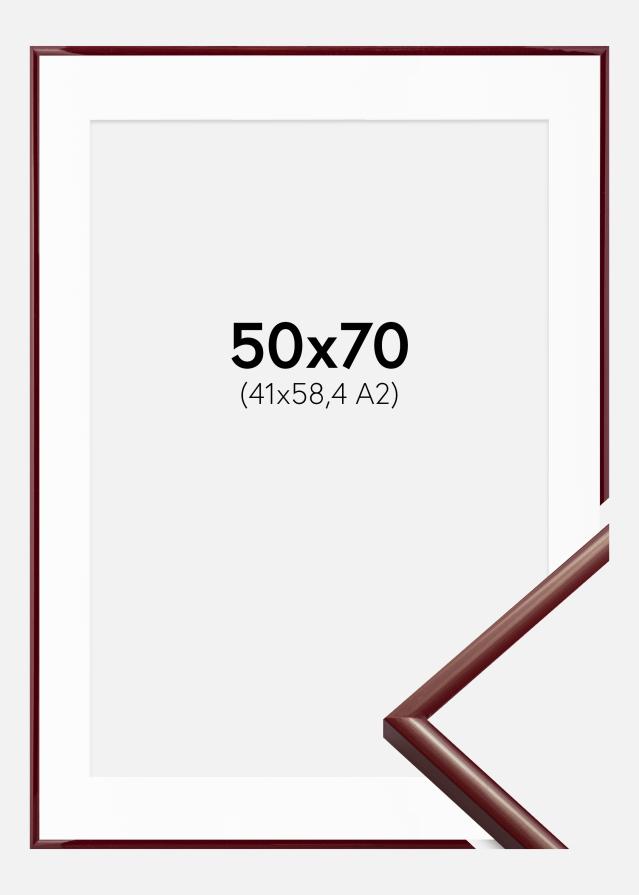 Ramme New Lifestyle Mørkerød 50x70 cm - Passepartout Hvid 42x59,4 cm (A2)