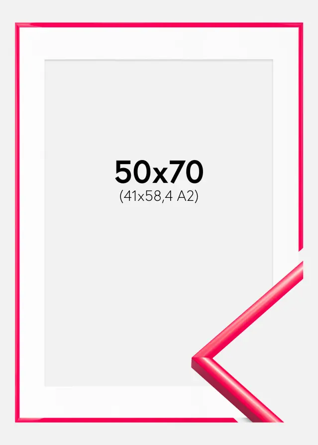 Ramme New Lifestyle Hot Pink 50x70 cm - Passepartout Hvid 42x59,4 cm (A2)