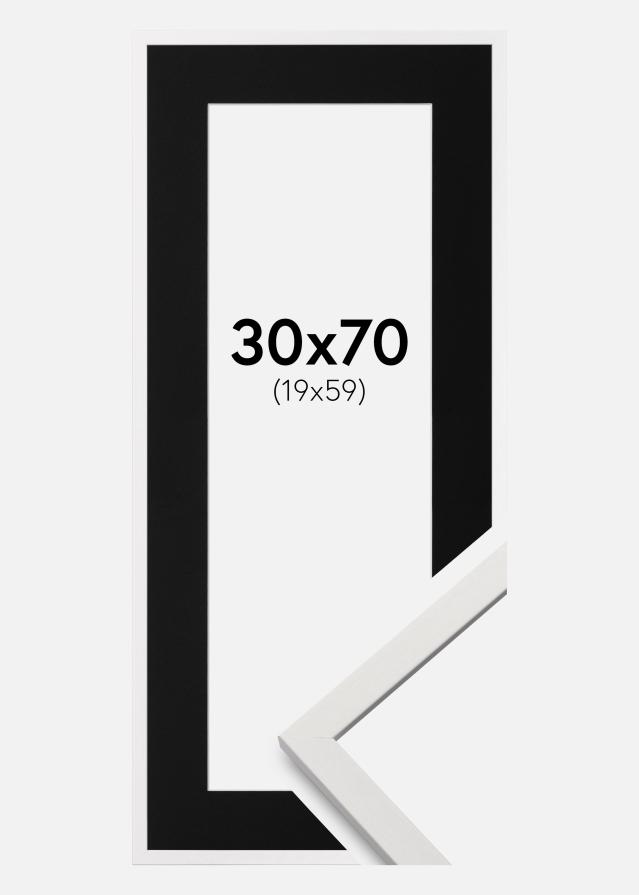 Ramme Edsbyn Hvid 30x70 cm - Passepartout Sort 20x60 cm