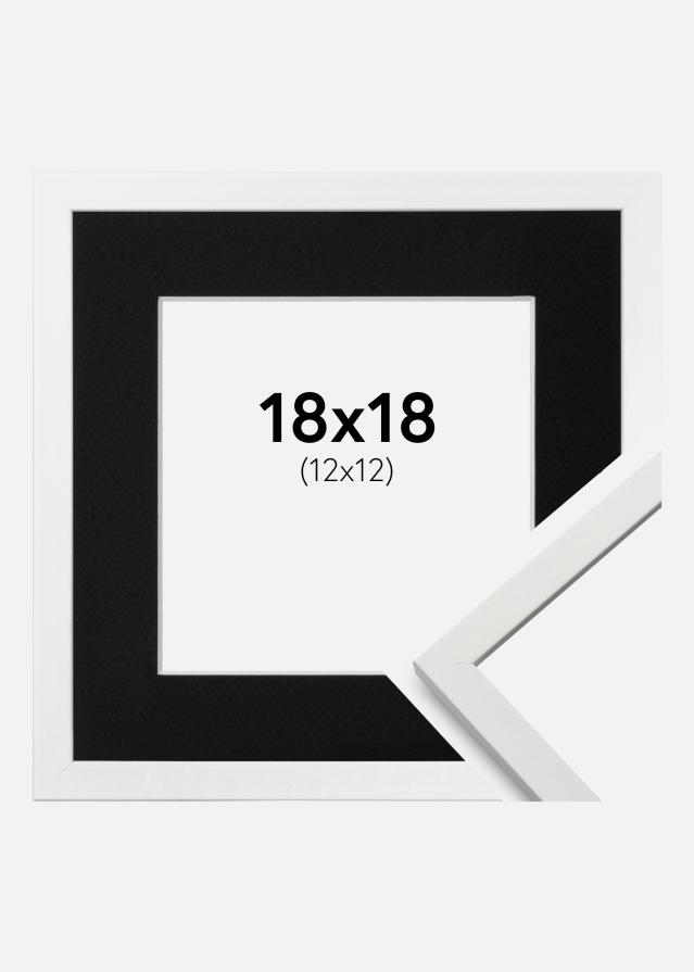 Ramme Edsbyn Hvid 18x18 cm - Passepartout Sort 13x13 cm