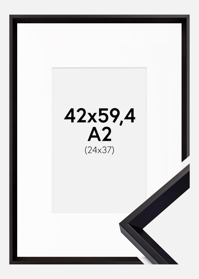 Ramme Globe Sort 42x59,4 cm (A2) - Passepartout Hvid 25x38 cm